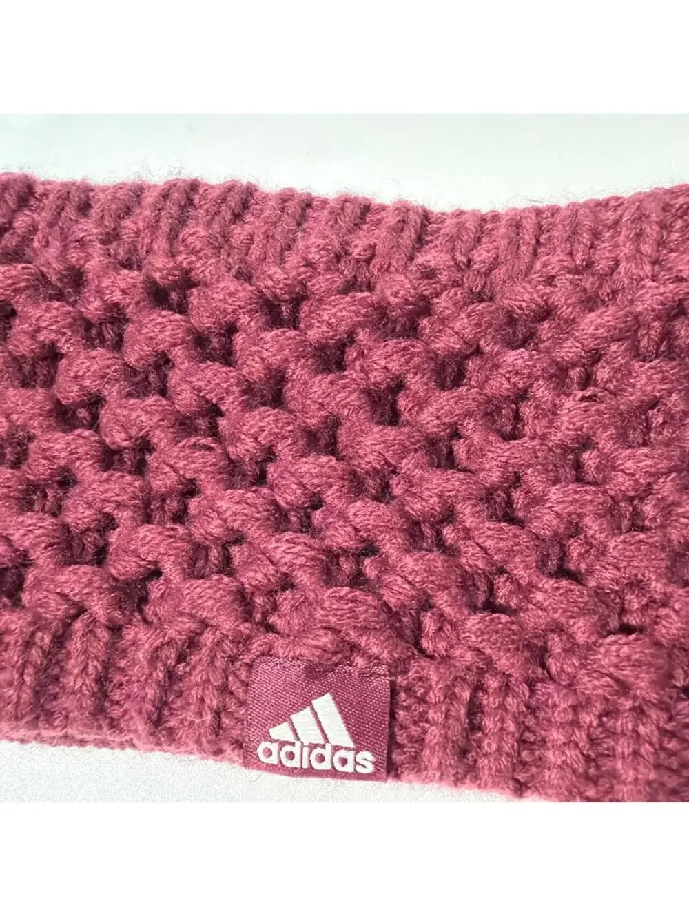 Adidas Burgundy Fleece Lined Cable Knit Winter Headband